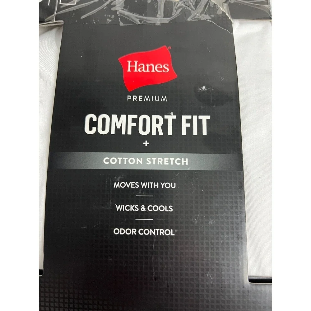 Hanes Mens Crews 3 Pack Undershirt Sz Med Premium Black Label Crewneck White A4